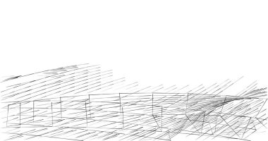 Mimari sanat konseptinde soyut çizgiler, minimum geometrik şekiller. 