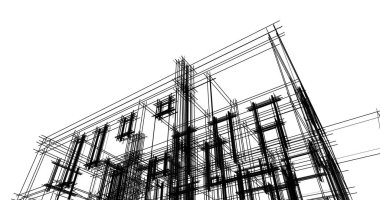 Mimari sanat konseptinde soyut çizgiler, minimum geometrik şekiller. 