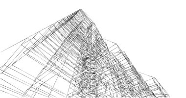 Arkaplanda mimari bina 3d illüstrasyon,