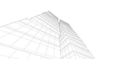 Arkaplanda mimari bina 3d illüstrasyon