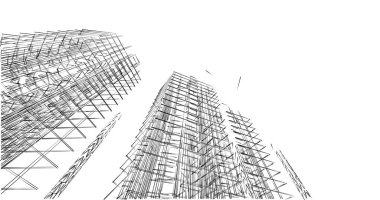 Mimari sanat konseptinde soyut çizgiler, minimum geometrik şekiller. 