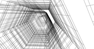 Arkaplanda mimari bina 3d illüstrasyon