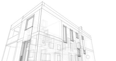 Mimari sanat konseptinde soyut çizgiler, minimum geometrik şekiller. 