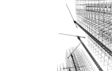 Mimari sanat konseptinde soyut çizgiler, minimum geometrik şekiller. 