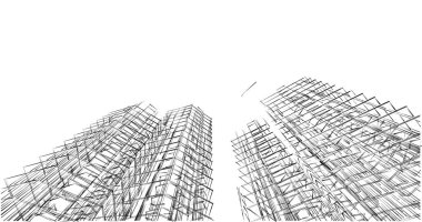 Mimari sanat konseptinde soyut çizgiler, minimum geometrik şekiller. 