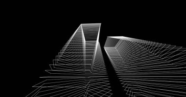 Mimari sanat konseptinde soyut çizgiler, minimum geometrik şekiller. 