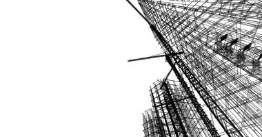 Mimari sanat konseptinde soyut çizgiler, minimum geometrik şekiller. 