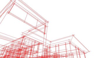 Mimari sanat konseptinde soyut çizgiler, minimum geometrik şekiller. 