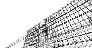 Mimari sanat konseptinde soyut çizgiler, minimum geometrik şekiller. 