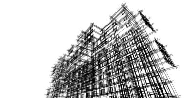 Mimari sanat konseptinde soyut çizgiler, minimum geometrik şekiller. 