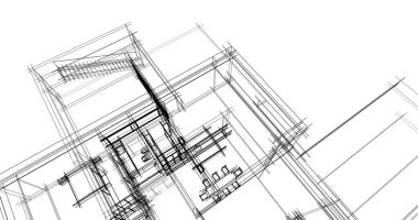 Mimari sanat konseptinde soyut çizgiler, minimum geometrik şekiller. 