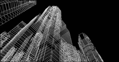 Mimari sanat konseptinde soyut çizgiler, minimum geometrik şekiller. 