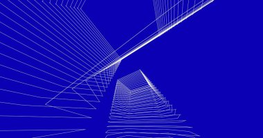 Mimari sanat konseptinde soyut çizgiler, minimum geometrik şekiller. 