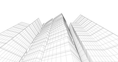 Arkaplanda mimari bina 3d illüstrasyon