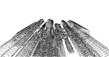 Arkaplanda mimari bina 3d illüstrasyon