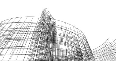 Mimari sanat konseptinde soyut çizgiler, minimum geometrik şekiller. 