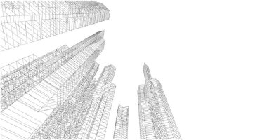 Arkaplanda mimari bina 3d illüstrasyon