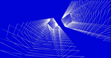 Mimari sanat konseptinde soyut çizgiler, minimum geometrik şekiller. 