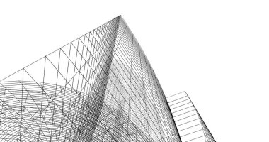 Mimari sanat konseptinde soyut çizgiler, minimum geometrik şekiller. 