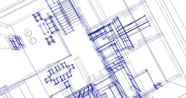 Mimari sanat konseptinde soyut çizgiler, minimum geometrik şekiller. 