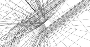 Mimari sanat konseptinde soyut çizgiler, minimum geometrik şekiller. 