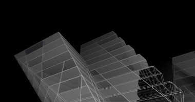 Mimari sanat konseptinde soyut çizgiler, minimum geometrik şekiller. 