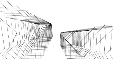 Mimari sanat konseptinde soyut çizgiler, minimum geometrik şekiller. 