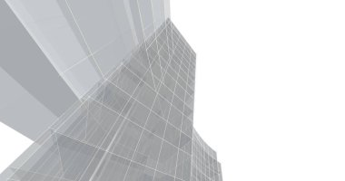 Arkaplanda mimari bina 3d illüstrasyon