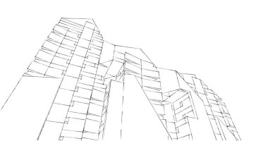 Arkaplanda mimari bina 3d illüstrasyon,