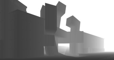 Mimari sanat konseptinde soyut çizgiler, minimum geometrik şekiller. 