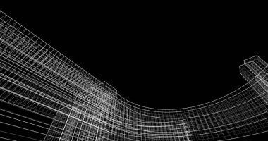 Mimari sanat konseptinde soyut çizgiler, minimum geometrik şekiller. 