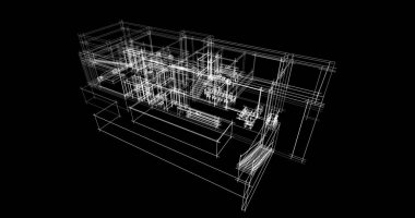 Arkaplanda mimari bina 3d illüstrasyon