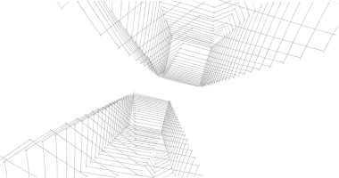 Mimari sanat konseptinde soyut çizgiler, minimum geometrik şekiller. 