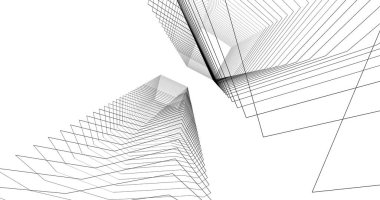 Mimari sanat konseptinde soyut çizgiler, minimum geometrik şekiller. 