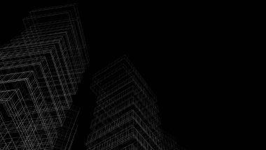 Arkaplanda mimari bina 3d illüstrasyon