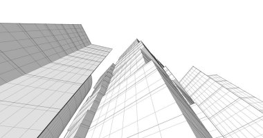 Arkaplanda mimari bina 3d illüstrasyon