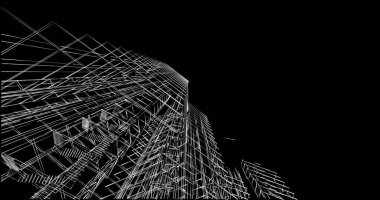 Mimari sanat konseptinde soyut çizgiler, minimum geometrik şekiller. 