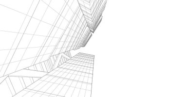 Arkaplanda mimari bina 3d illüstrasyon