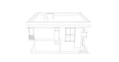 Arkaplanda mimari bina 3d illüstrasyon