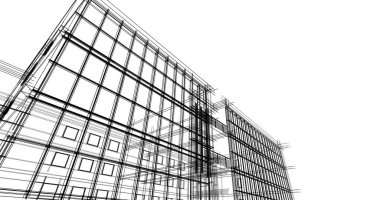 Mimari sanat konseptinde soyut çizgiler, minimum geometrik şekiller. 