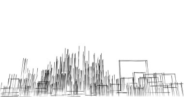 Arkaplanda mimari bina 3d illüstrasyon