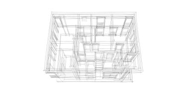 Arkaplanda mimari bina 3d illüstrasyon