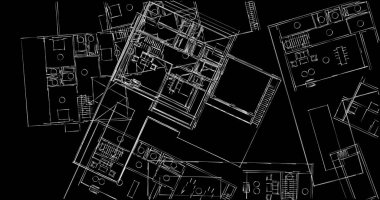 Mimari sanat konseptinde soyut çizgiler, minimum geometrik şekiller. 