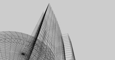 Mimari sanat konseptinde soyut çizgiler, minimum geometrik şekiller. 