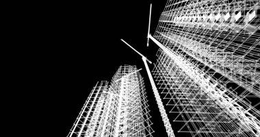 Mimari sanat konseptinde soyut çizgiler, minimum geometrik şekiller. 