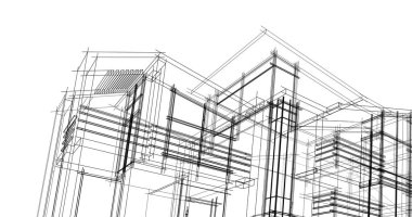 Mimari sanat konseptinde soyut çizgiler, minimum geometrik şekiller. 
