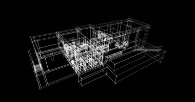 Arkaplanda mimari bina 3d illüstrasyon