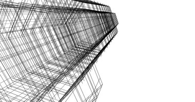 Arkaplanda mimari bina 3d illüstrasyon