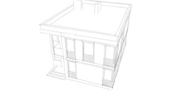 Arkaplanda mimari bina 3d illüstrasyon