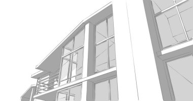 Mimari sanat konseptinde soyut çizgiler, minimum geometrik şekiller. 